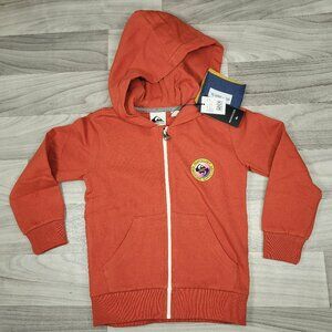 Quiksilver In Circle Zip Boys Size 5 Full Zip Orange/Rust Hooded Sweatshirt New
